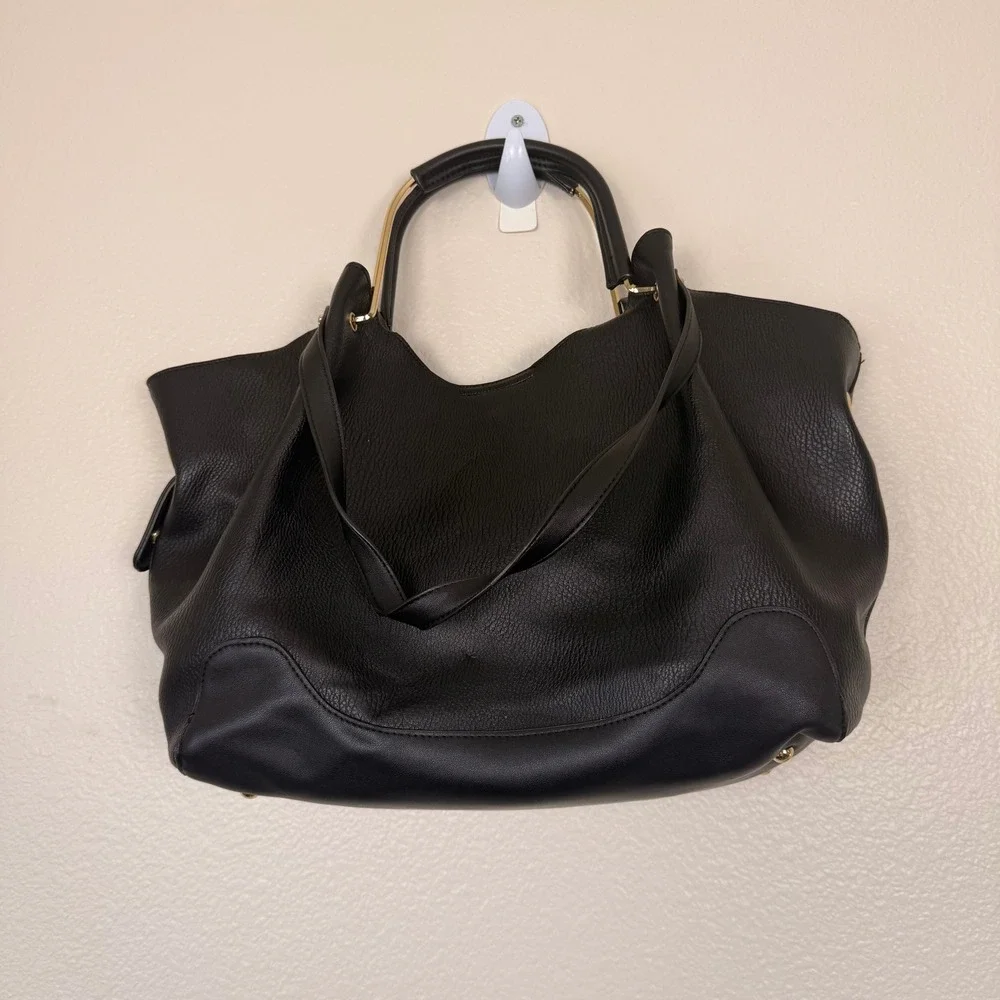Sondra Roberts Squared Hobo Bag Womens Large Black inner pouch Quiet Luxury Chic